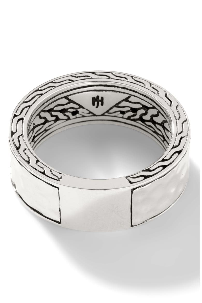 Carved Chain Palu Band Ring, Silver, Gold, Alternate, color, SILVER/ GOLD