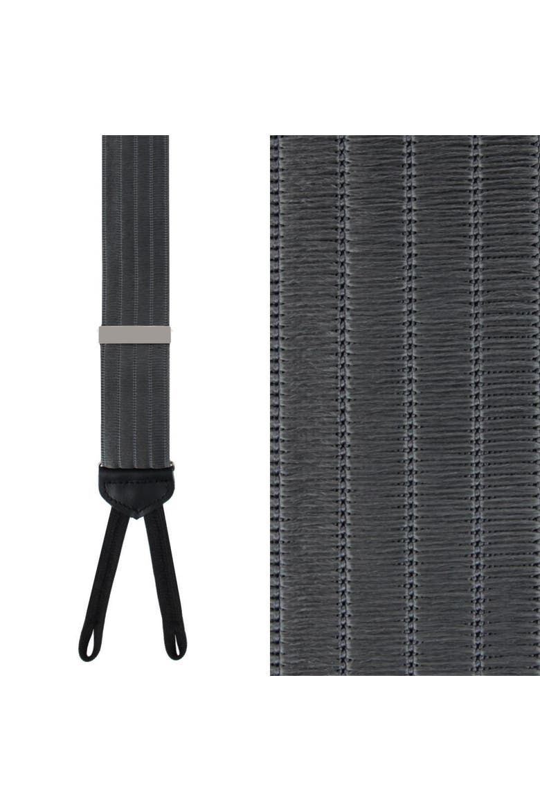 Big and Tall Jefferson Brushed Pinstripe Elastic Formal End Suspenders, Main, color, Dark Charcoal