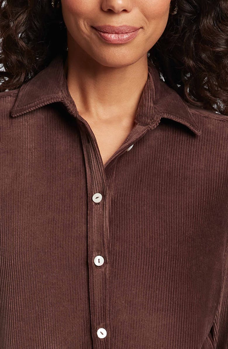 Foxcroft Maddy Plush Corduroy Button-Up Shirt, Alternate, color, Chocolate