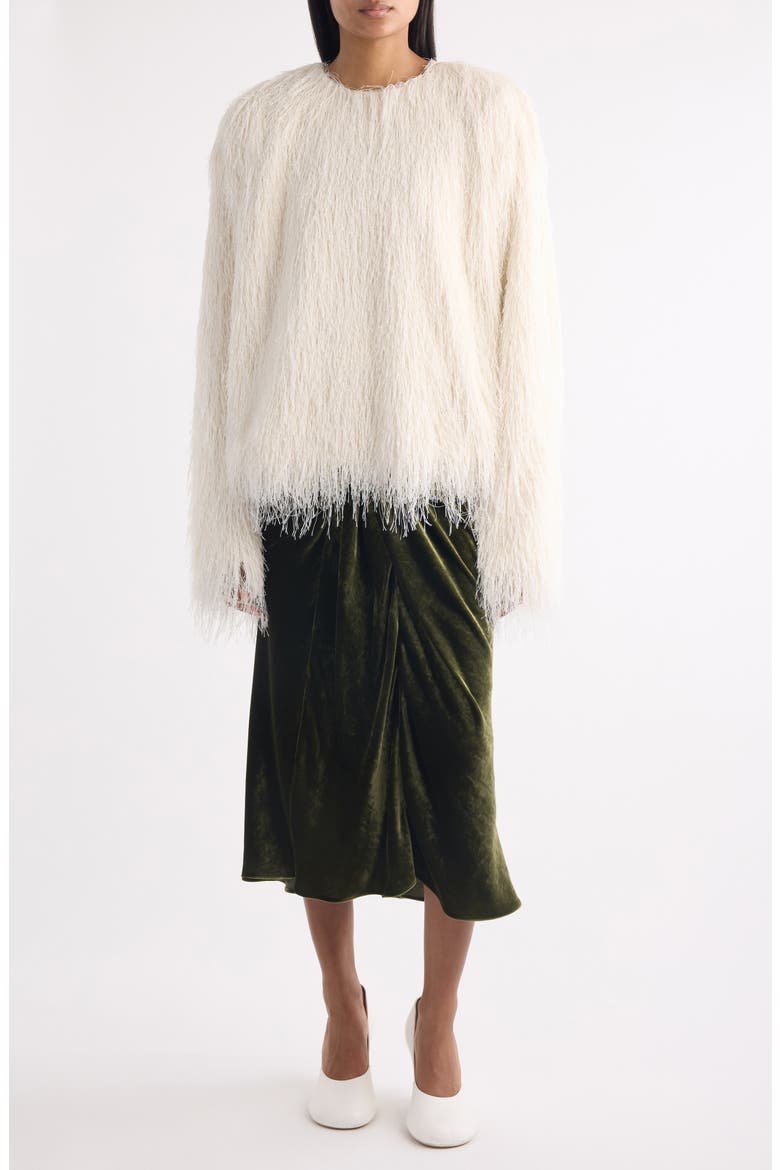 Smila Twist Front Velvet Midi Skirt, Alternate, color, KHAKI