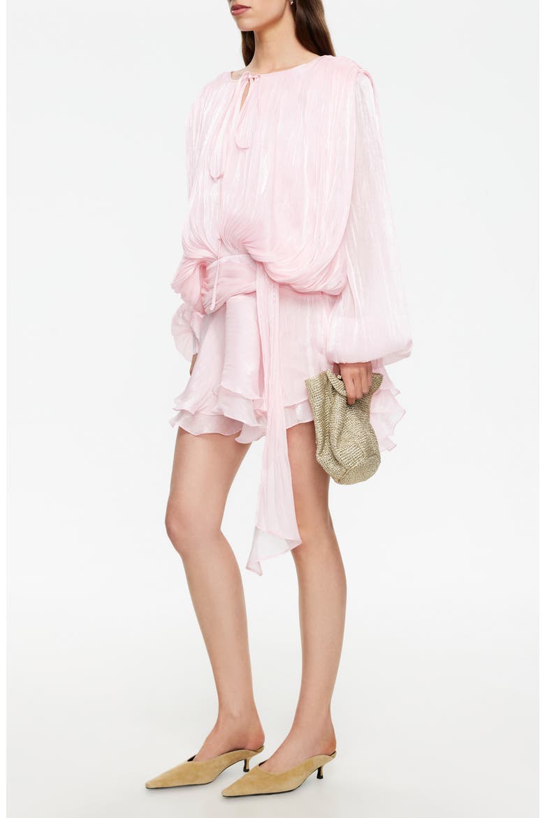 Elements Pleated Long Sleeve Minidress, Alternate, color, BABY PINK