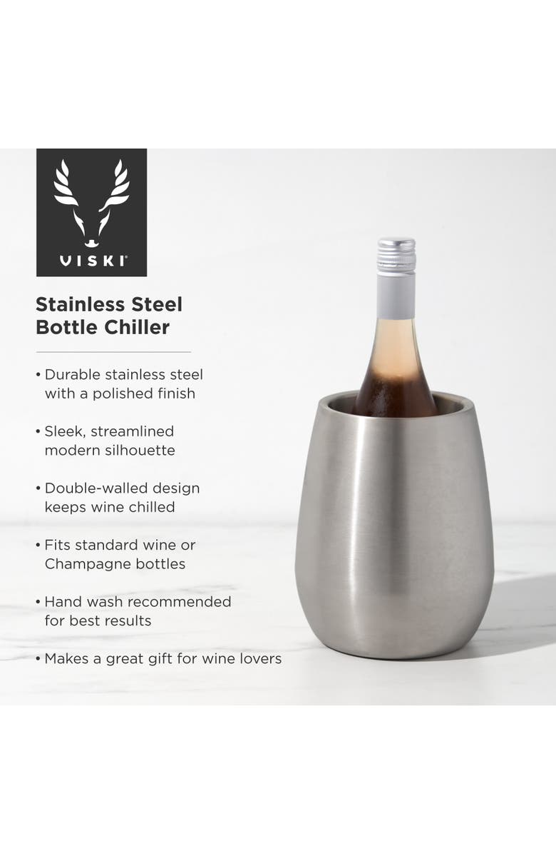 Viski Bottle Chiller in Stainless Steel, Alternate, color, Silver