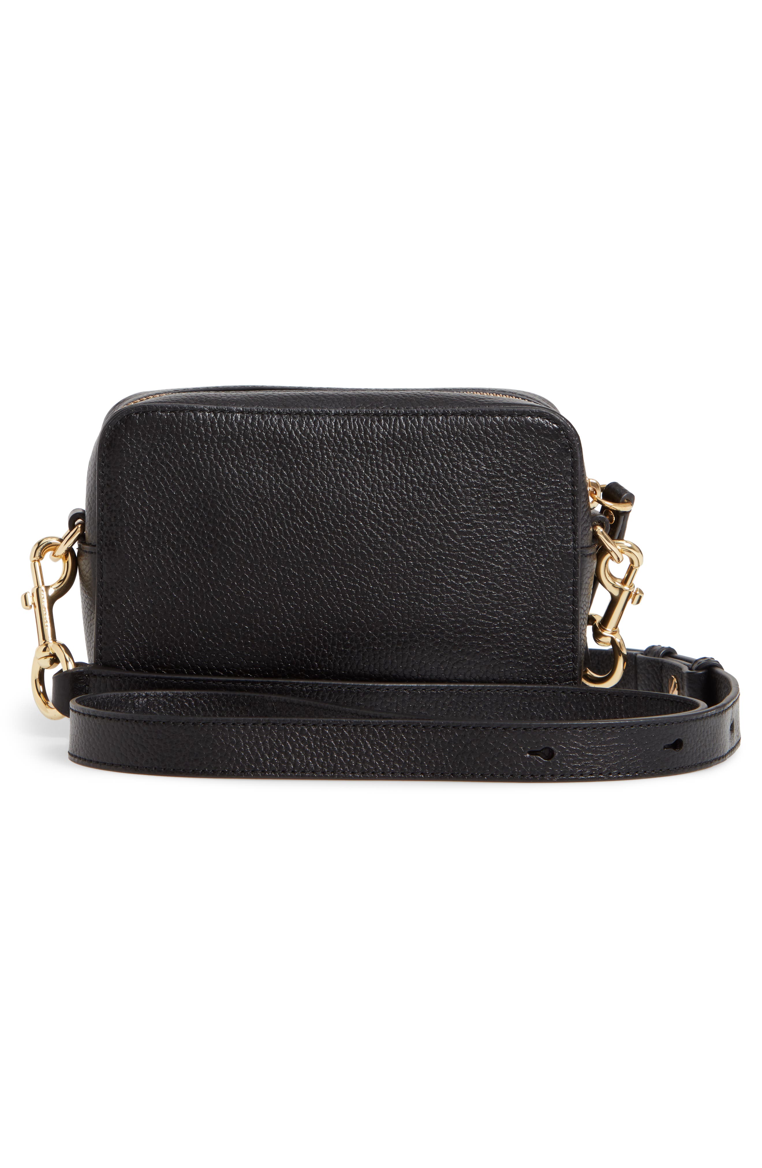 The Box Leather Crossbody Bag, Alternate, color, BLACK