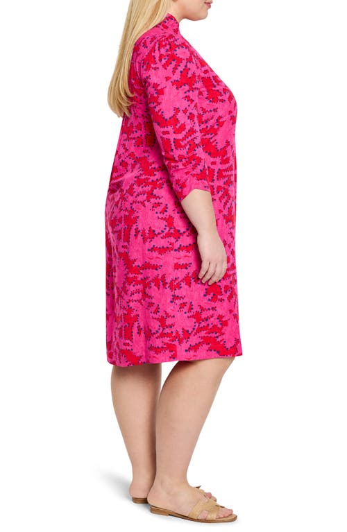NIC + ZOE NIC+ZOE CLASHY PETALS RUFFLE UP LONG SLEEVE A-LINE DRESS 