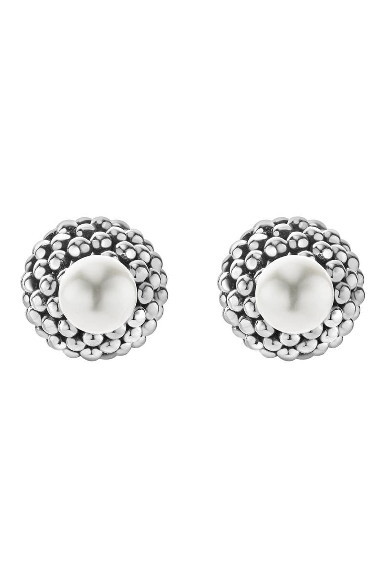 Caviar & Pearl Stud Earrings, Main, color, PEARL