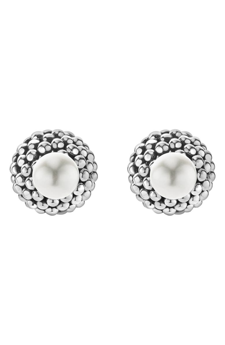 LAGOS Caviar & Pearl Stud Earrings, Main, color,