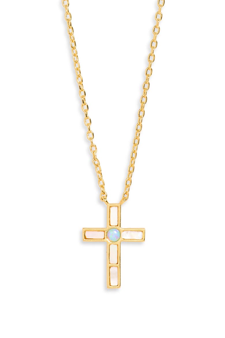 Bayla Cubic Zirconia Cross Pendant Necklace, Main, color, GOLD