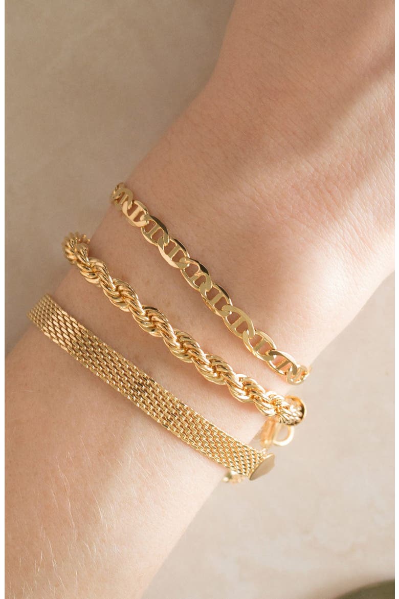14k Gold Plated Intertwined Necklace, Bracelet & Ring Set Dainty, Alternate, color, Gold
