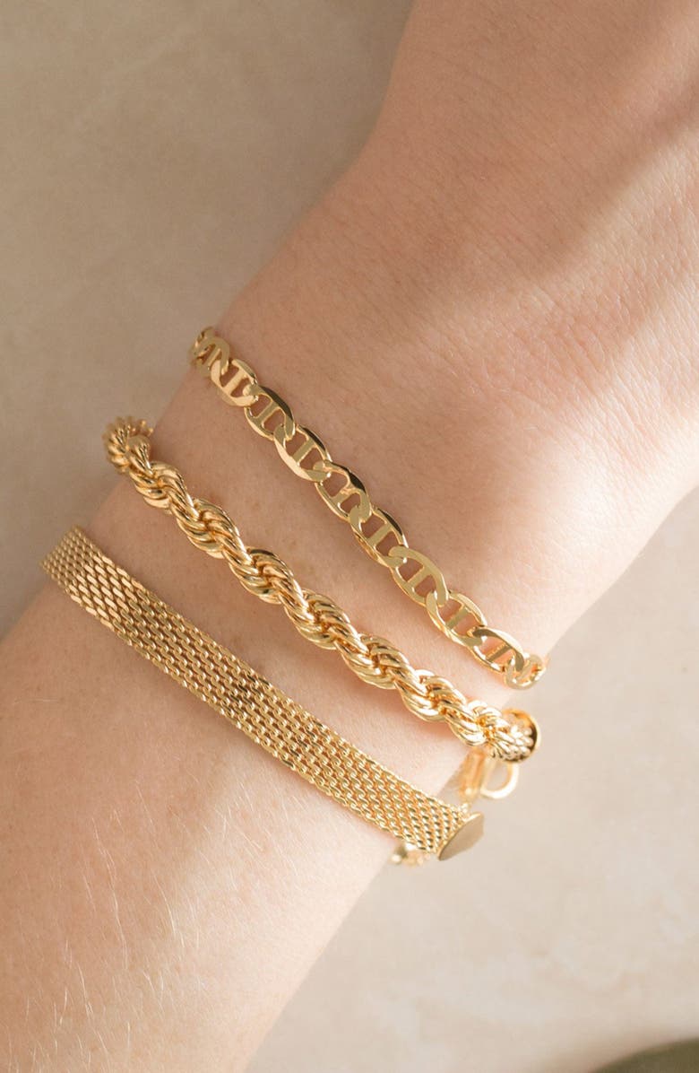 Bearfruit Jewelry 14k Gold Plated Intertwined Bracelet Dainty Minimalist Trendy, Alternate, color, Gold