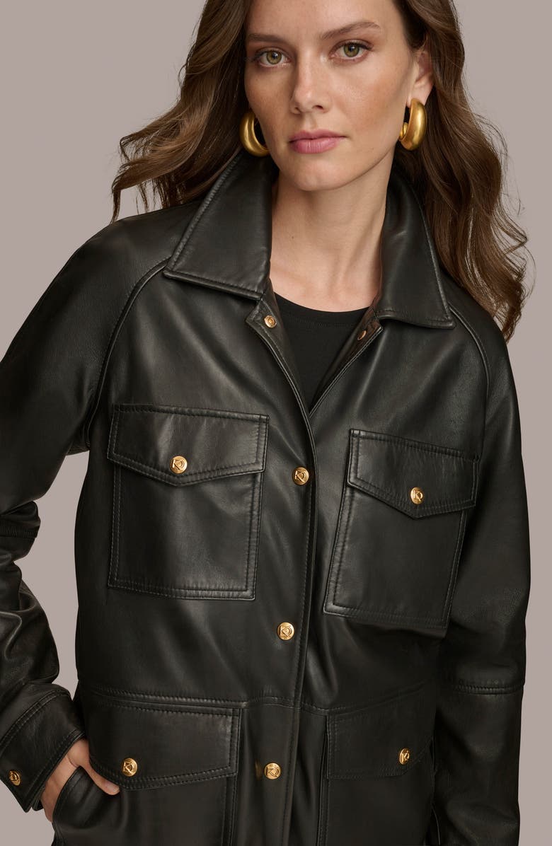 Donna Karan New York Leather Field Jacket, Alternate, color, 