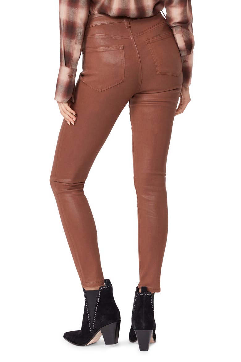 Hoxton High Waist Ankle Skinny Jeans, Alternate, color, COGNAC LUXE COATING