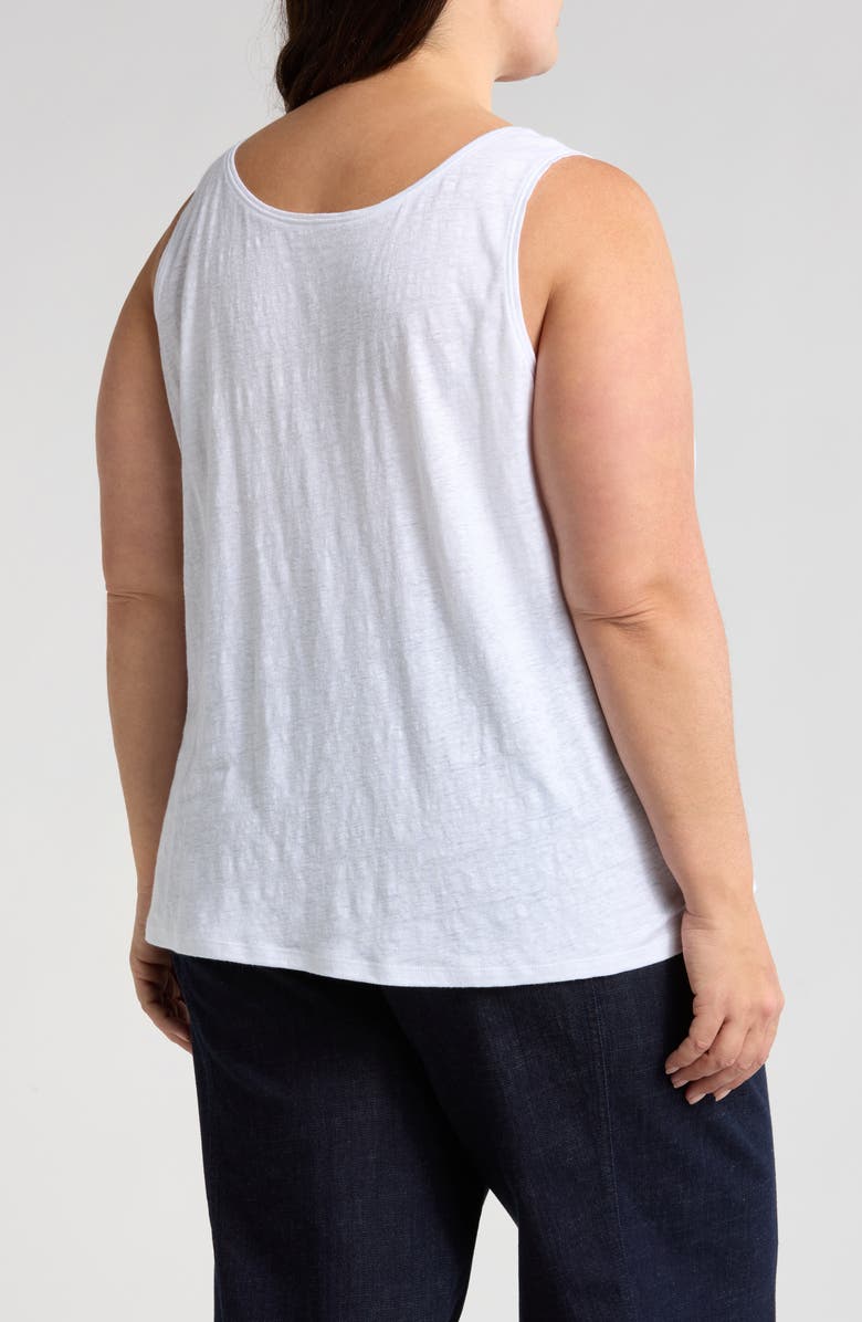 Eileen Fisher Scoop Neck Organic Linen Tank, Alternate, color, White