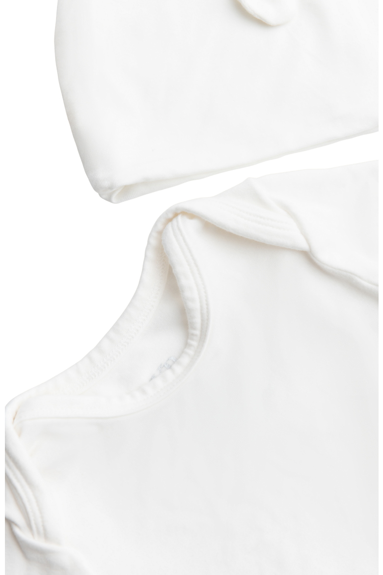 Knotted Baby Gown and Hat, Alternate, color, Pearl