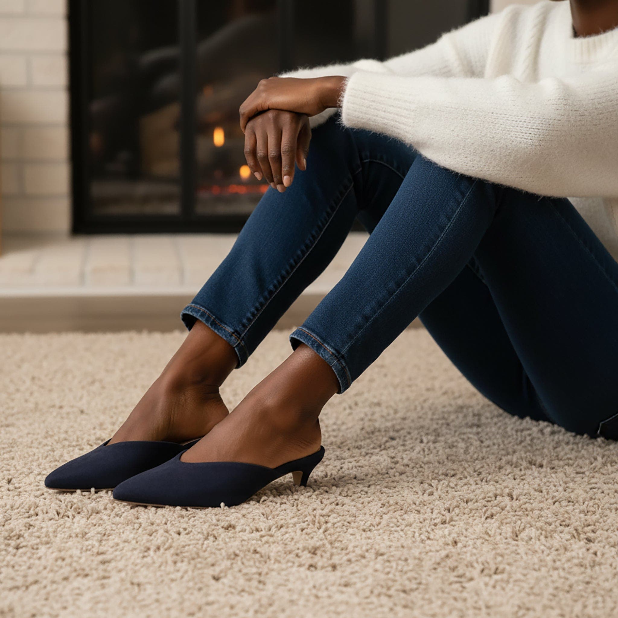 Gal Pointed Toe Kitten Heel Mule, Alternate, color, NAVY
