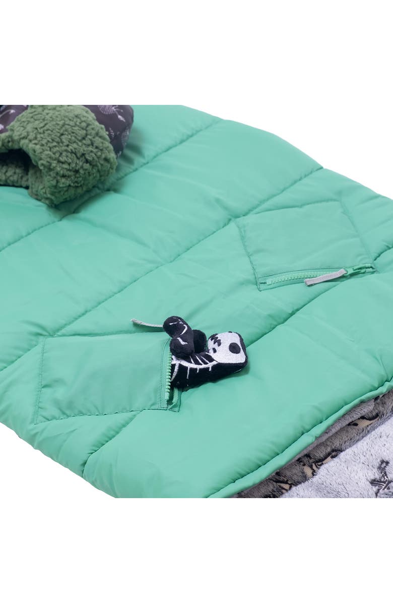 mimish Kids' Sleep-n-Pack Glow in the Dark Sleeping Bag Backpack, Alternate, color, Green Multi