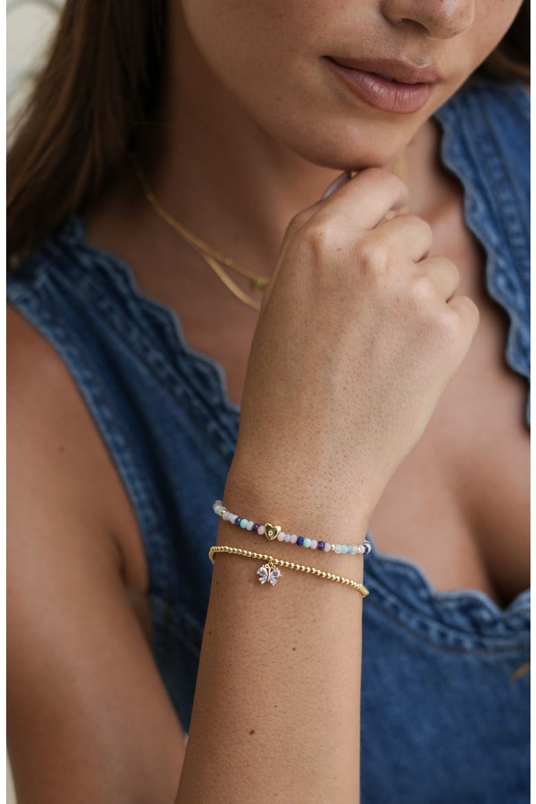 Ameli Pastel Stone Heart Bracelet, Alternate, color, GOLD