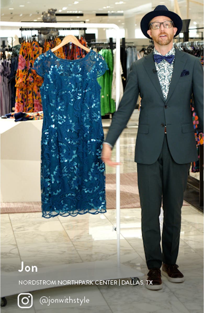 Sequin Embroidered Sheath Dress, sales video thumbnail