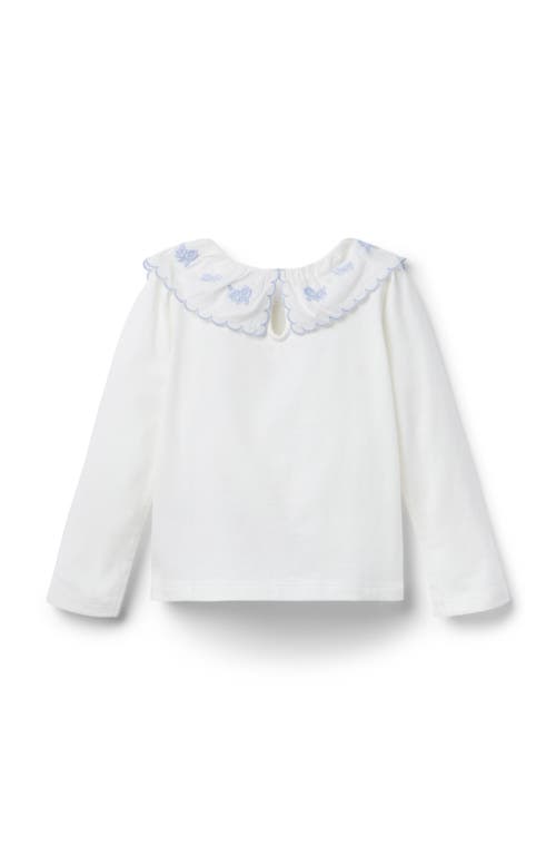 Janie And Jack Embroidered Collar Top In White