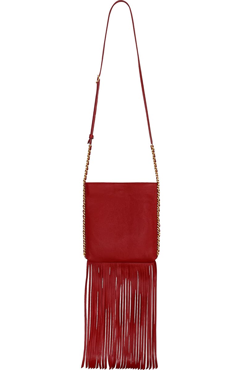 Rebecca Minkoff Carly North/South Fringe Crossbody Bag, Main, color, Siren