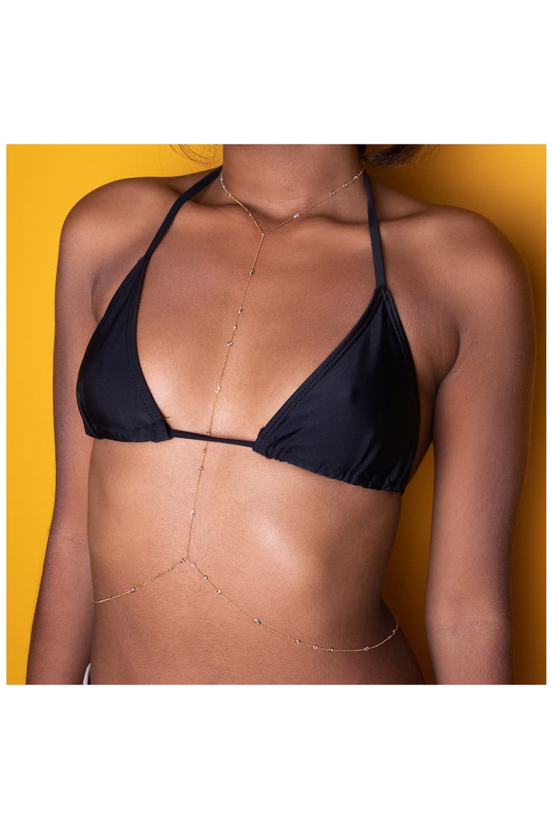 Rain Drop Station Body Chain, Alternate, color, GOLD