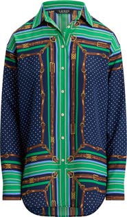 Lauren Ralph Lauren Kotta Mixed Print Crêpe de Chine Button-Up Shirt