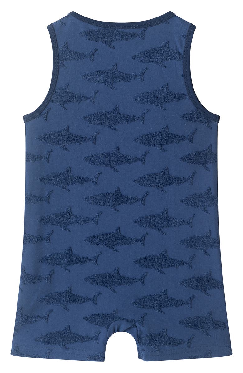 Andy & Evan Print Romper & Bib Set, Alternate, color, Navy