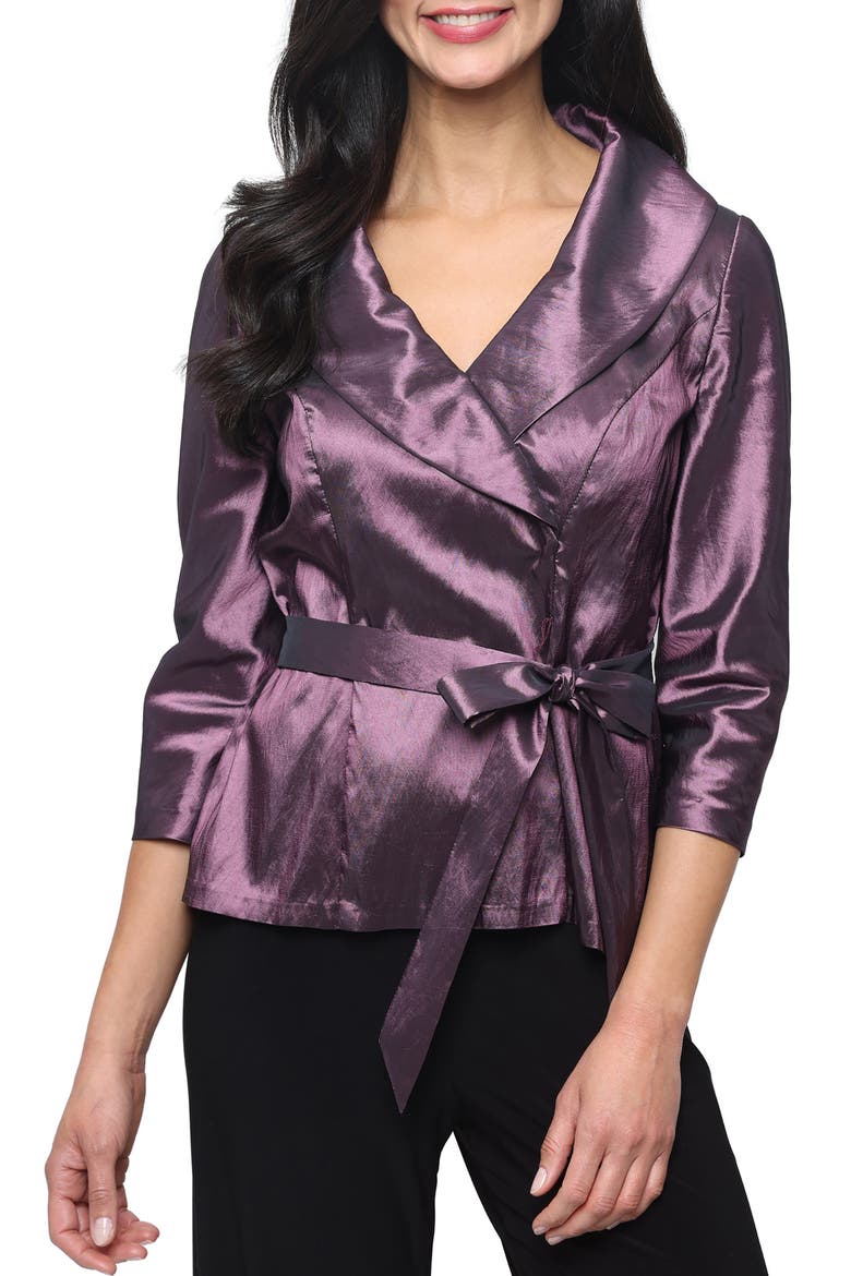 Portrait Collar Faux Wrap Top, Main, color, ORCHID