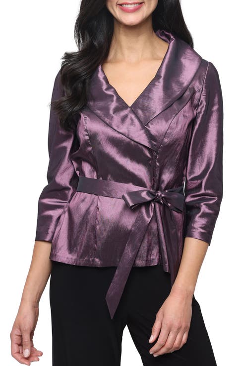 Portrait Collar Faux Wrap Top