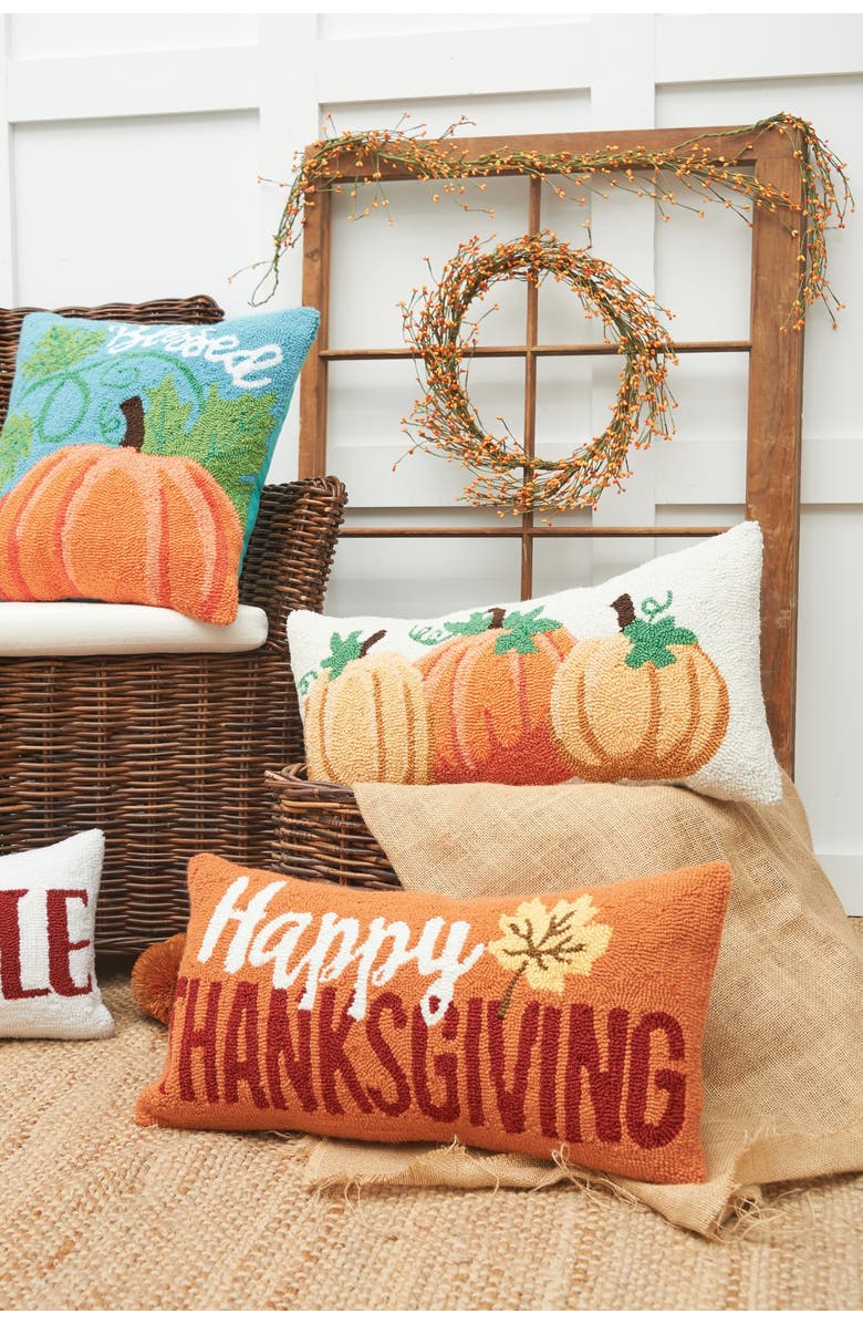 C&F Home Blessed Pumpkin Hooked Throw Pillow, Alternate, color, Blue