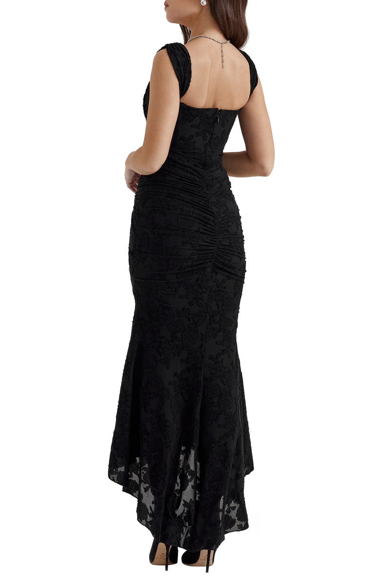 Cesca Floral Ruched High-Low Corset Dress