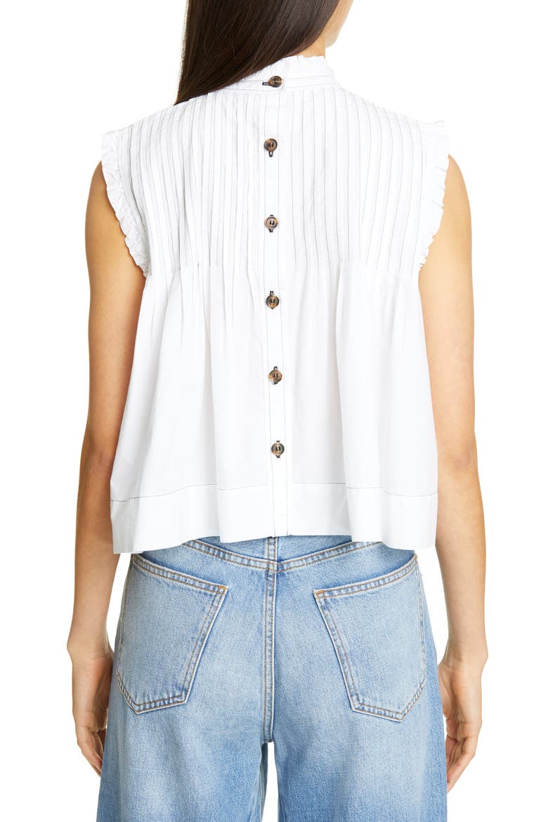 Sleeveless Poplin Crop Top, Alternate, color, BRIGHT WHITE