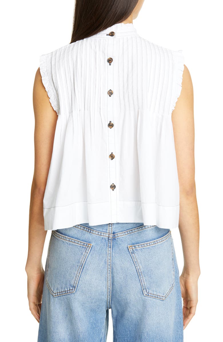 Ganni Sleeveless Poplin Crop Top, Alternate, color, 