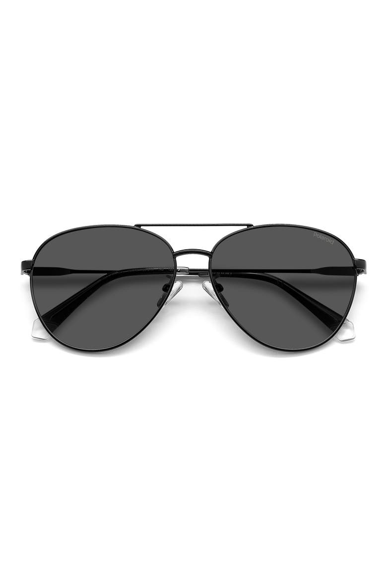 60mm Polarized Aviator Sunglasses, Main, color, BLACK/ GRAY POLAR