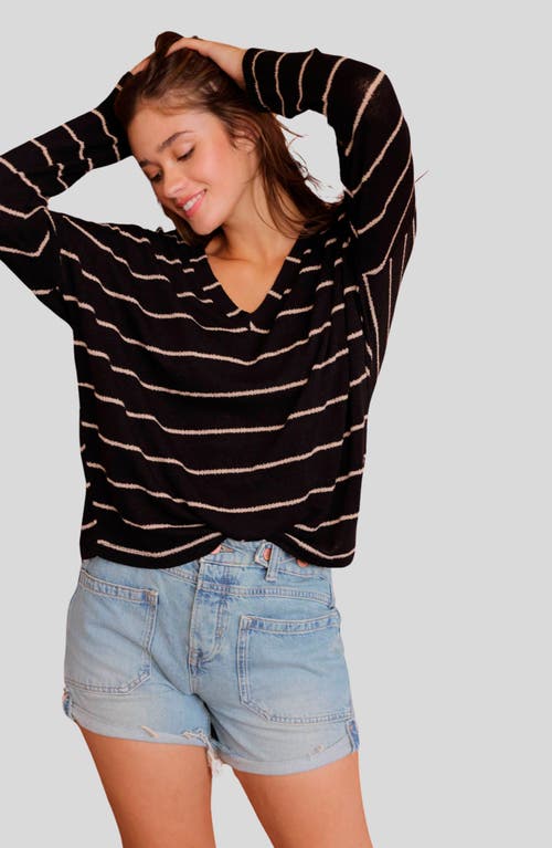 BLU PEPPER BLU PEPPER STRIPE V-NECK KNIT TOP
