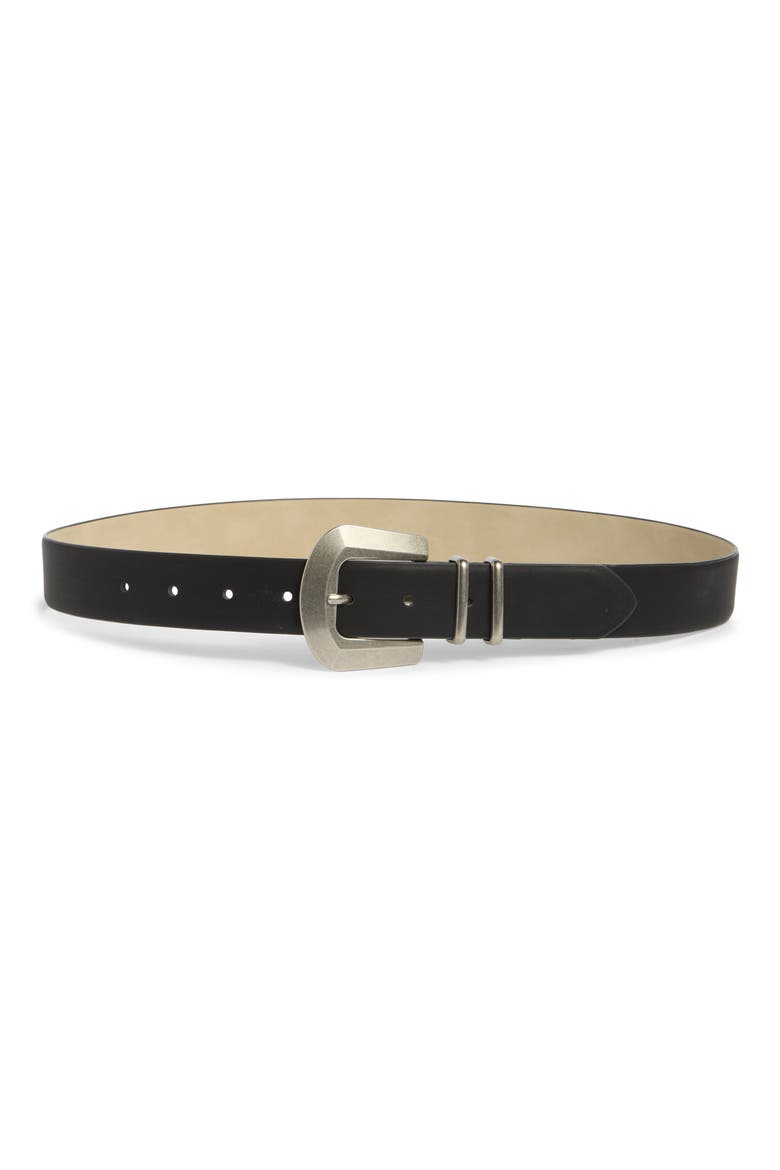 Classic Faceted Buckle Belt, Main, color, BLACK