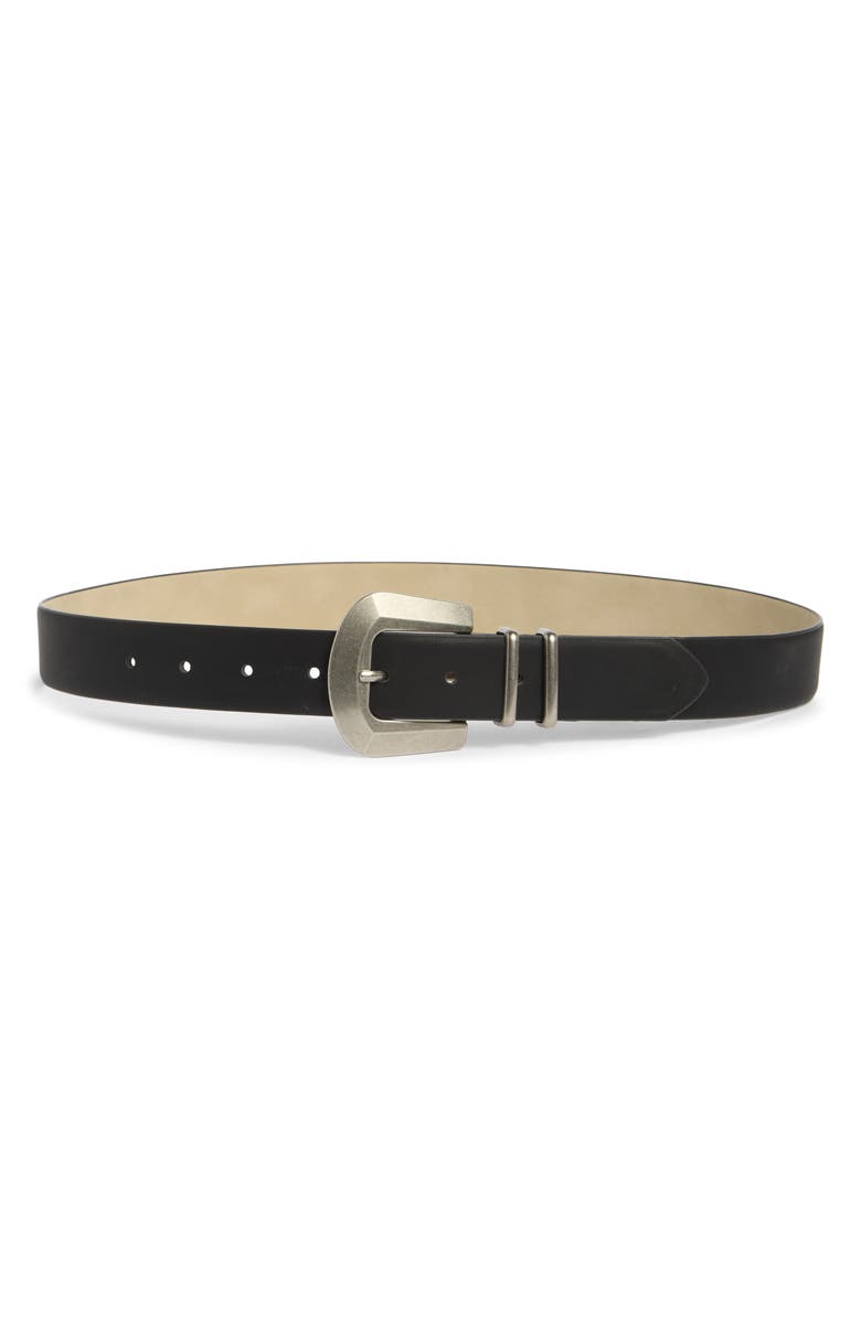 Vince Camuto Classic Faceted Buckle Belt, Main, color, Black