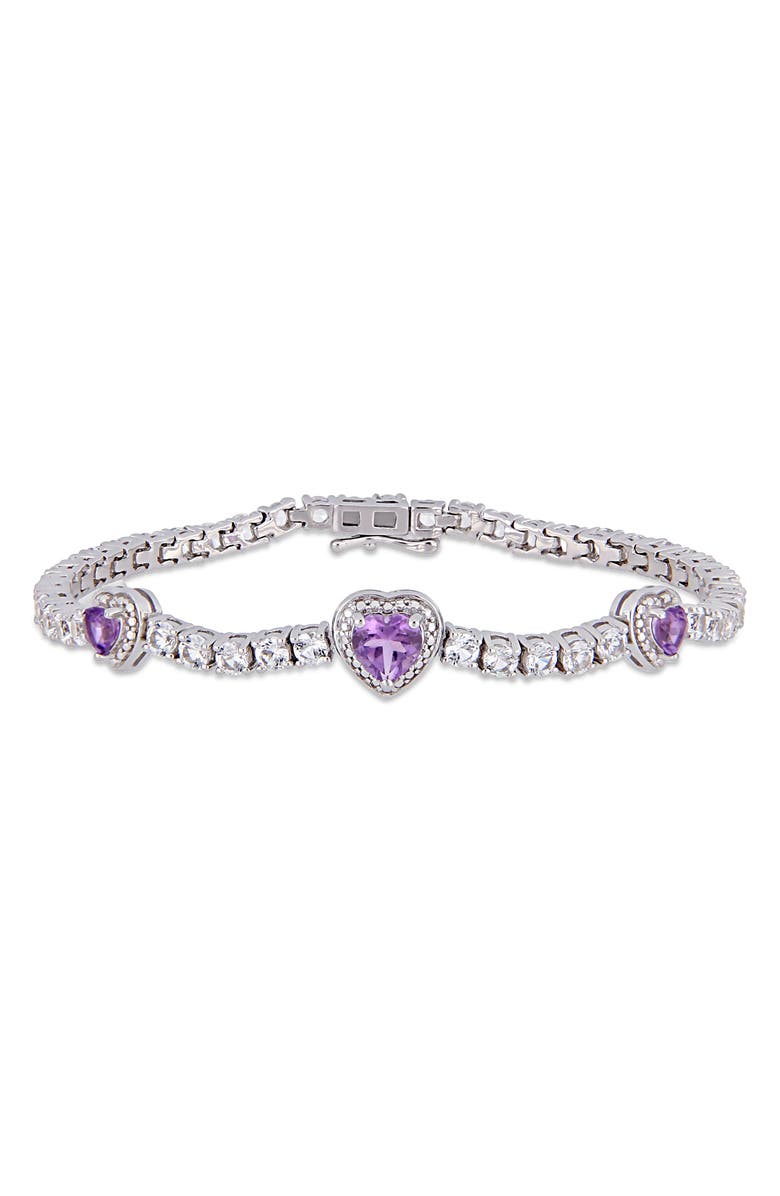 DELMAR Amethyst & Lab Created White Sapphire Station Bracelet, Main, color, Purple
