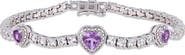 DELMAR Amethyst & Lab Created White Sapphire Station Bracelet