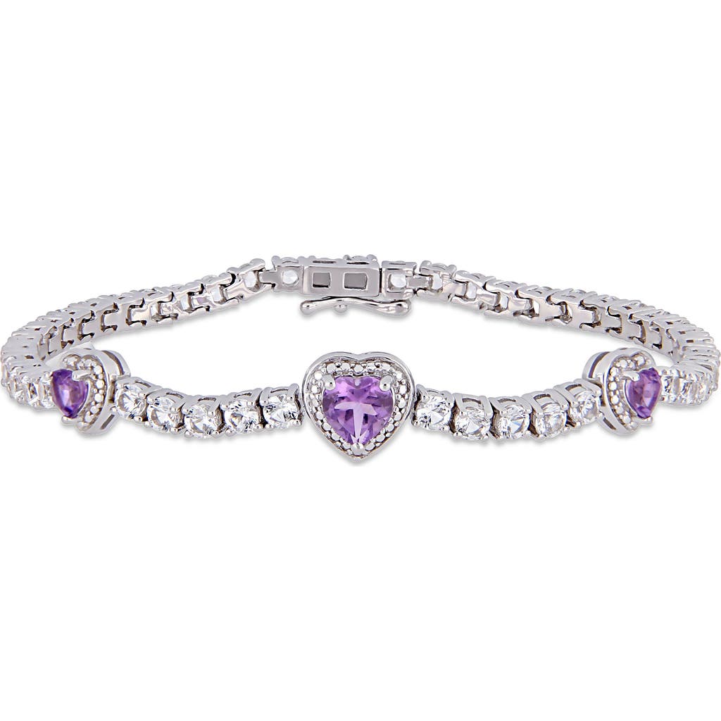 Delmar Amethyst & Lab Created White Sapphire Station Bracelet In Purple