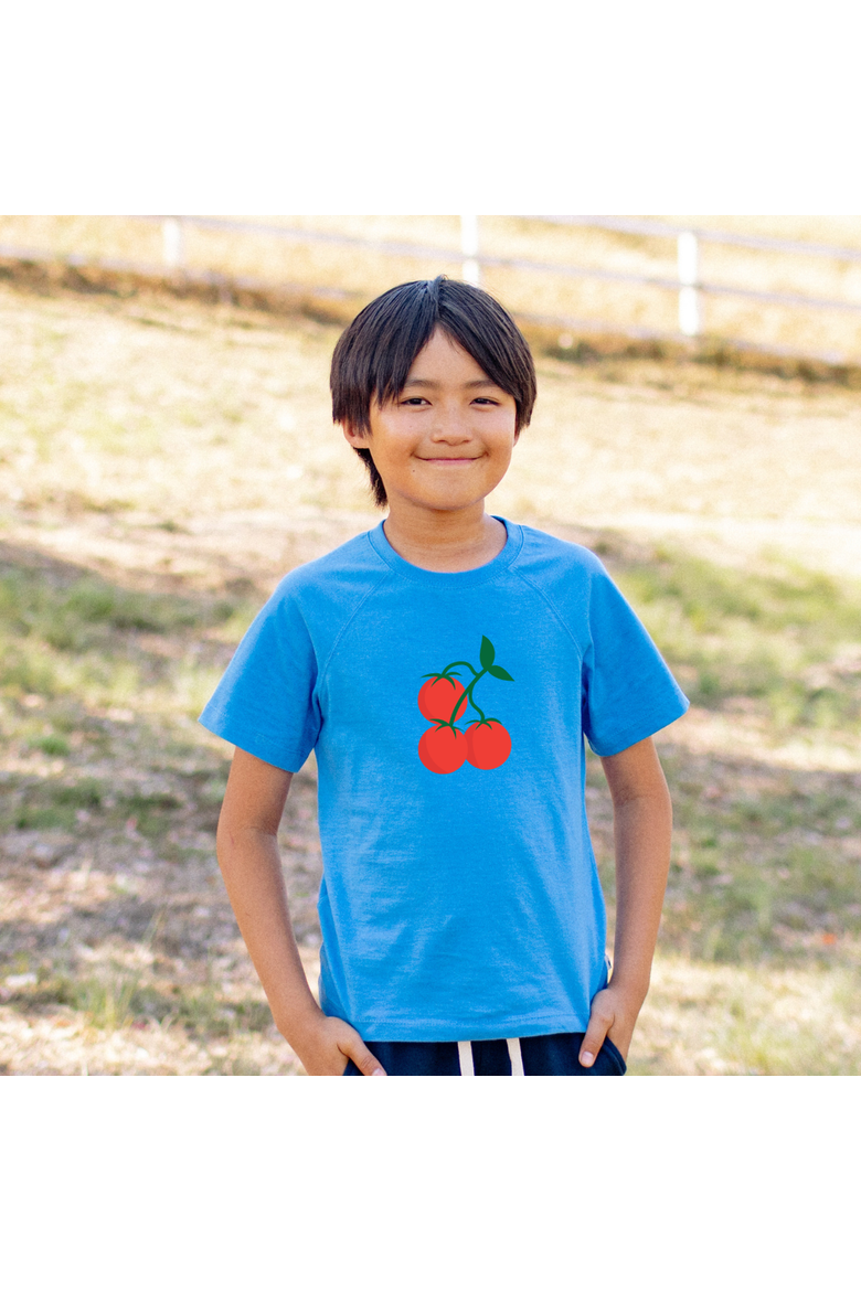 Kids' Organic Cotton Tomatoes Graphic T-Shirt, Alternate, color, Blue