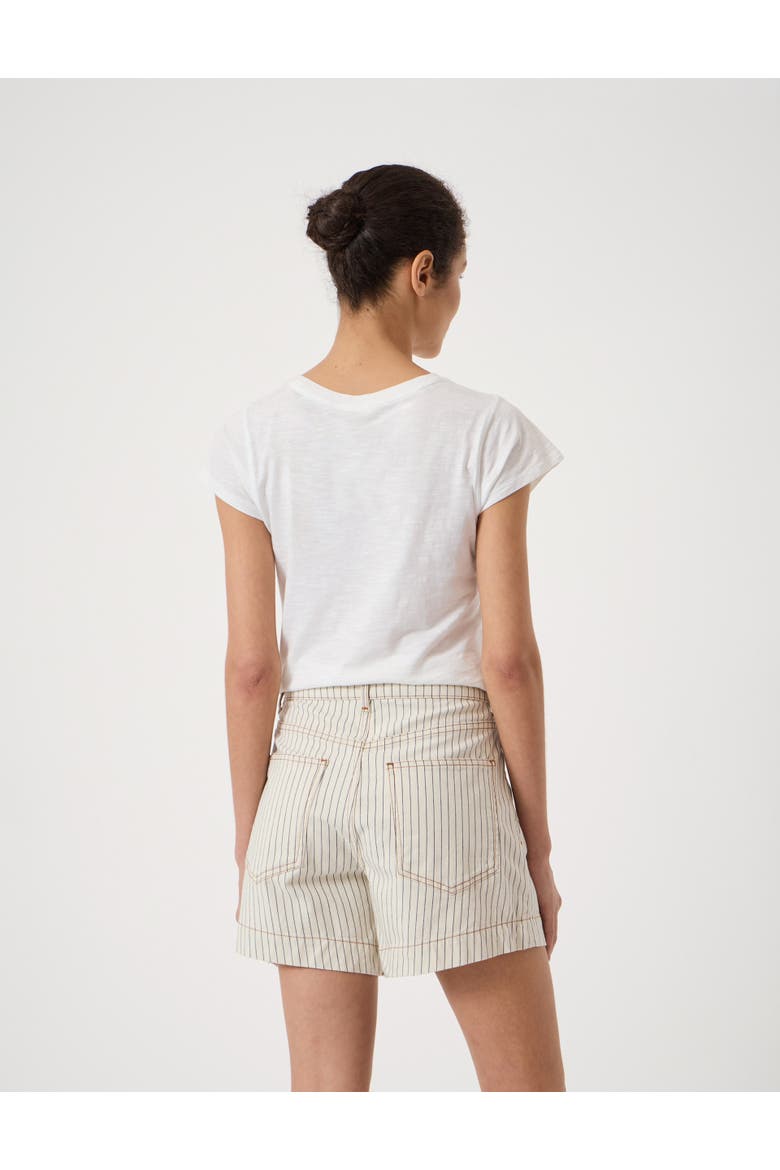 Essential Stripe Denim Stretch Shorts, Alternate, color, Ecru