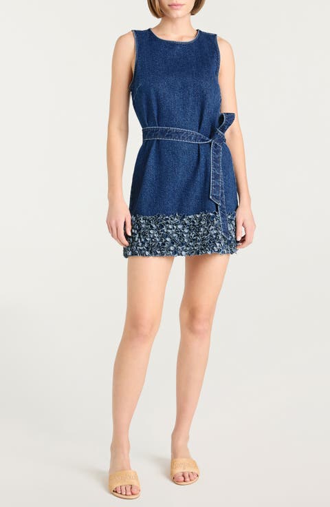 Mindie Tie Waist Denim Dress (Oceane)