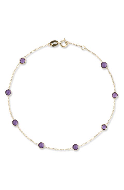 14K Gold Stone Station Bracelet