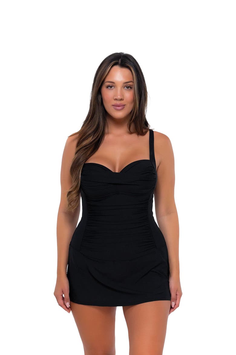 Sienna Swim Dress, Alternate, color, Black