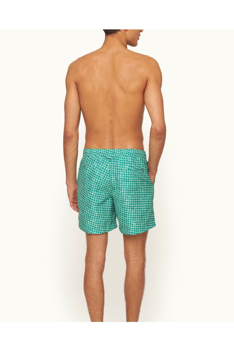 Standard Printed Mid-Length Drawcord Swim Shorts, Alternate, color, Caddie Green