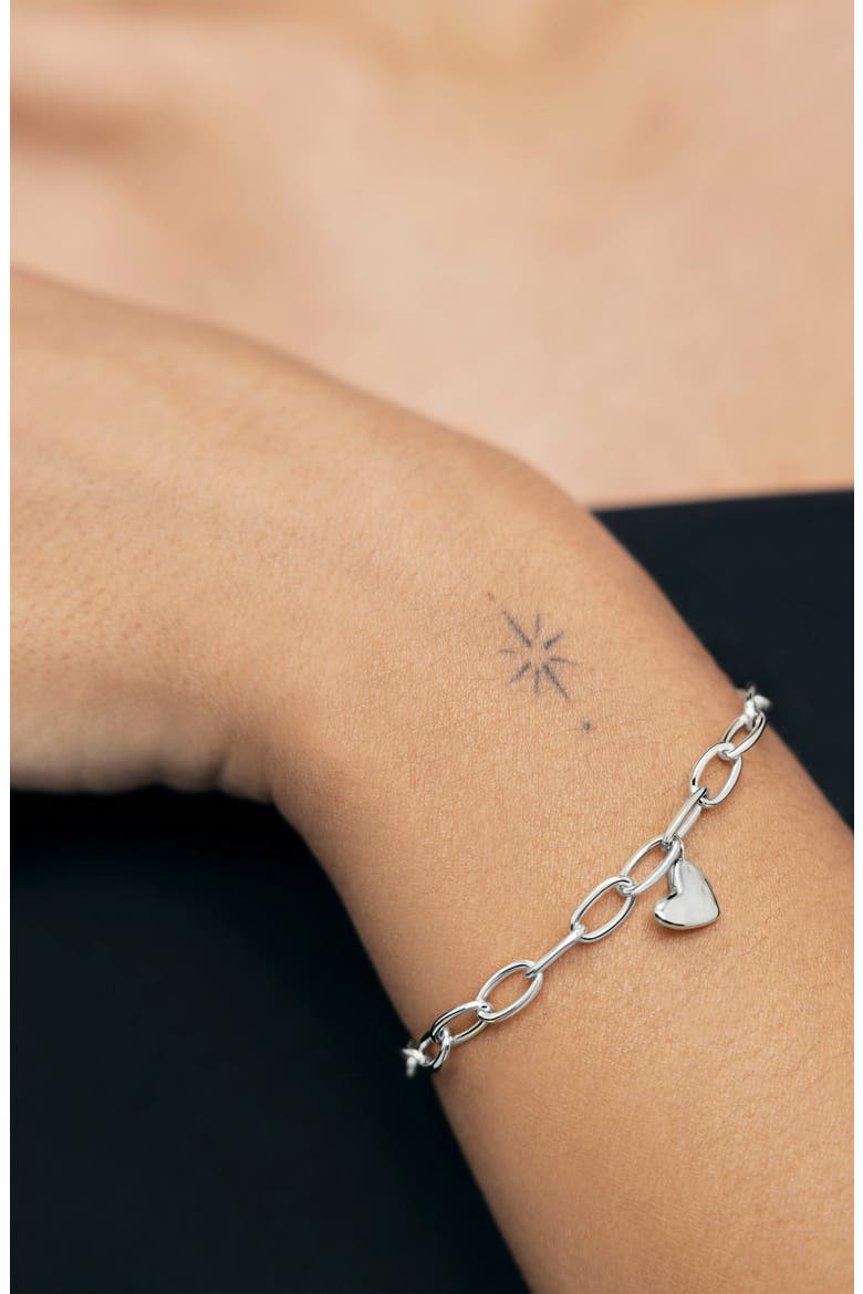 Heart Charm Bracelet, Alternate, color, STERLING SILVER