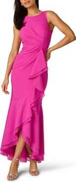 Adrianna Papell Ruffle Crepe Mermaid Gown
