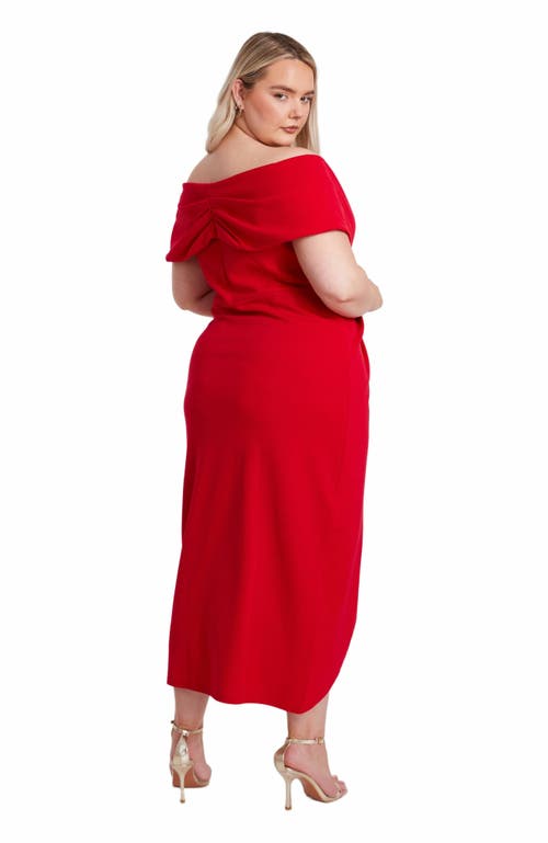 Quiz Plus Size Scuba Crepe Bardot Wrap Midi Dress In Red