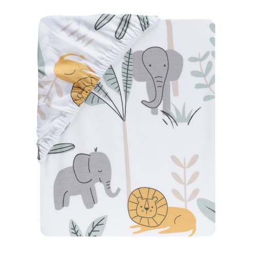 Lambs & Ivy Jungle Adventure 100% Cotton Baby/toddler Fitted Crib Sheet In White