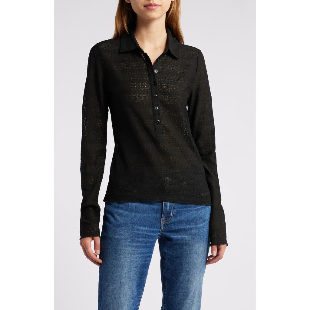 Rag & Bone Julia Long-sleeve Polo Top In Black